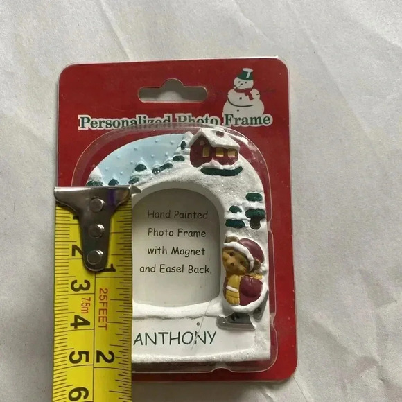 Personalized Photo Magnetic Frame ANTHONY bear Hand Painted Christmas Easel back - Picture 7 of 8